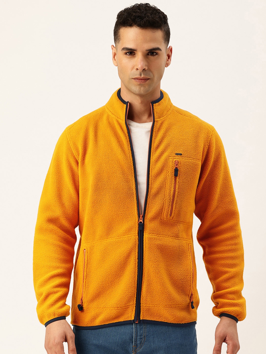 

Peter England Fuzzy Mock Collar Sweatshirt, Yellow