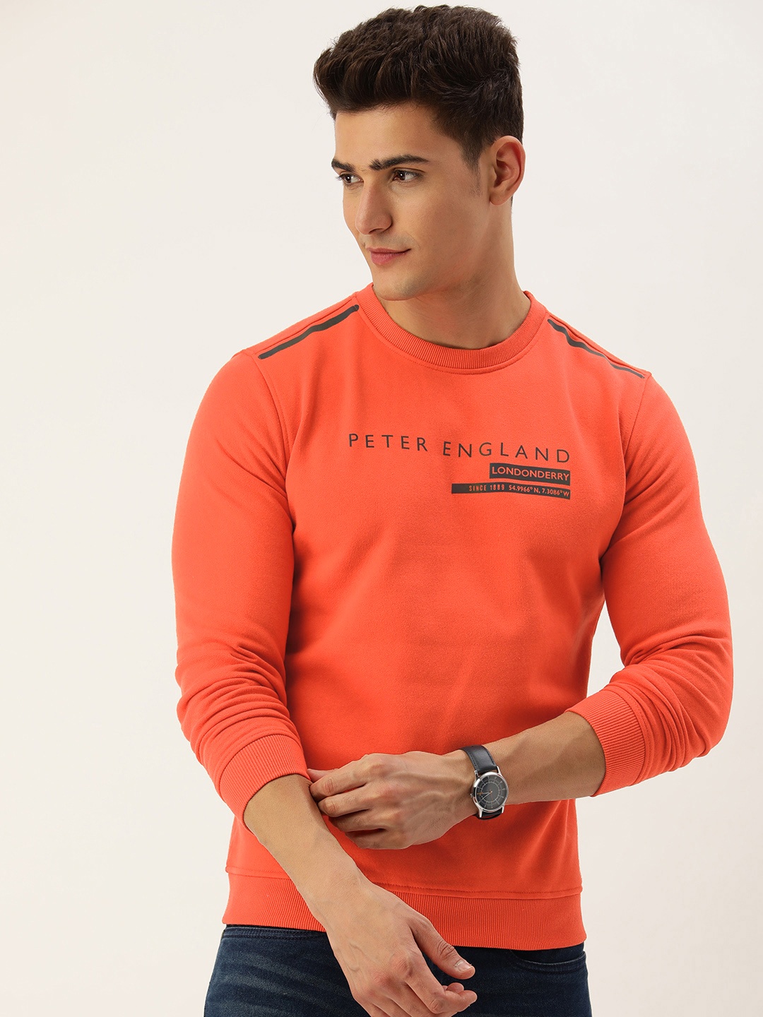 

Peter England Brand Logo Printed Sweatshirt, Orange