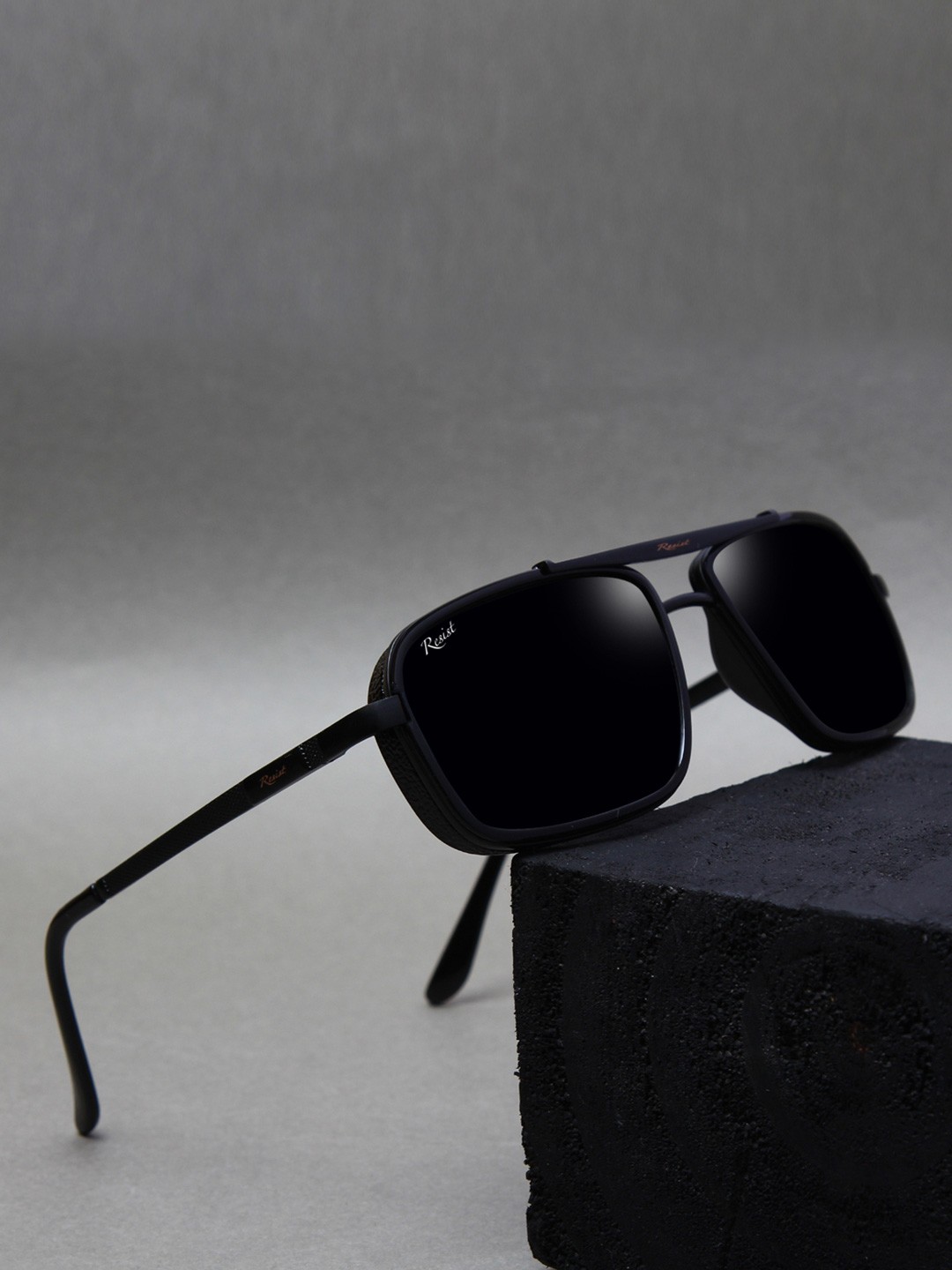 

RESIST EYEWEAR Unisex Square Sunglasses with UV Protected Lens PETERBFBLACK, Black