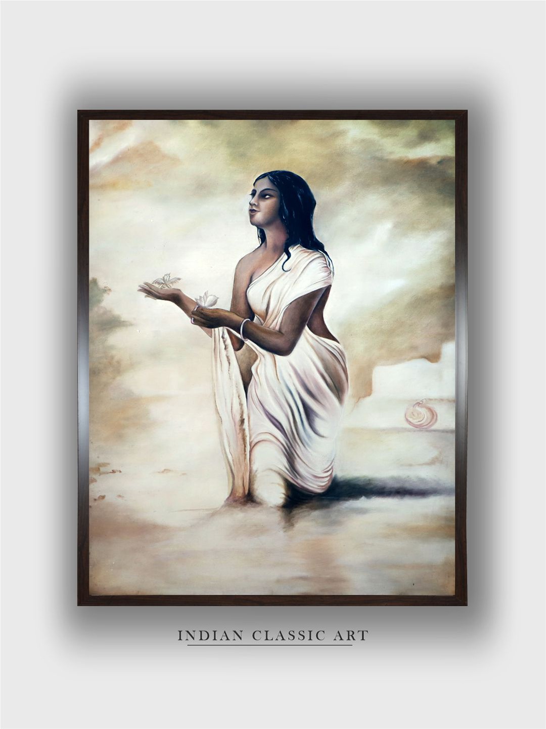 

INDIAN CLASSIC ART Beige & Brown Framed Painting Wall Art, White