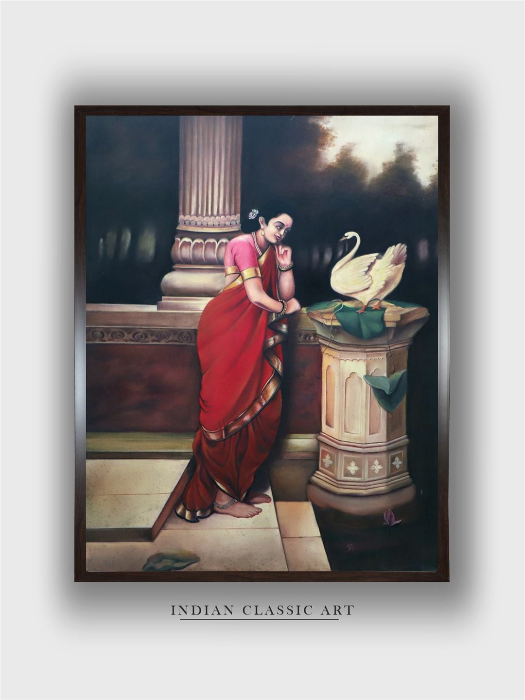 

INDIAN CLASSIC ART Red & Brown Framed Painting Wall Art