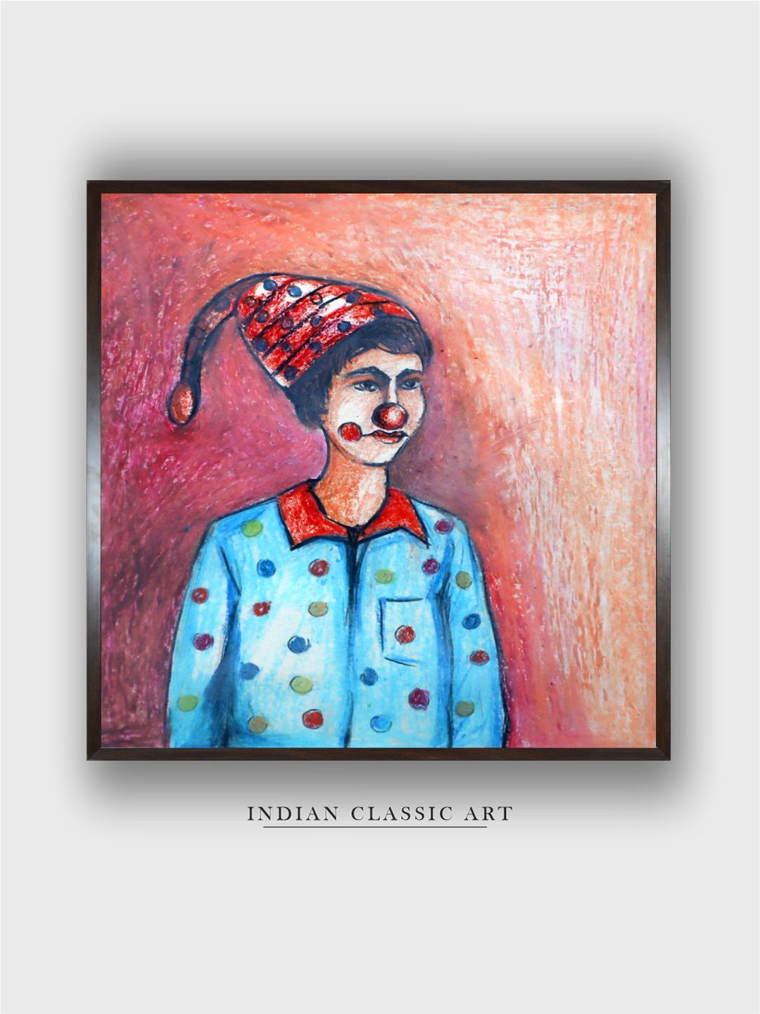 

INDIAN CLASSIC ART Blue & Red Indian Folk Printed Canvas Wall Art
