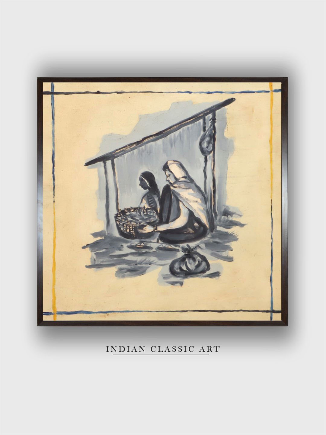 

INDIAN CLASSIC ART Beige & Grey Indian Folk Painting Wall Art