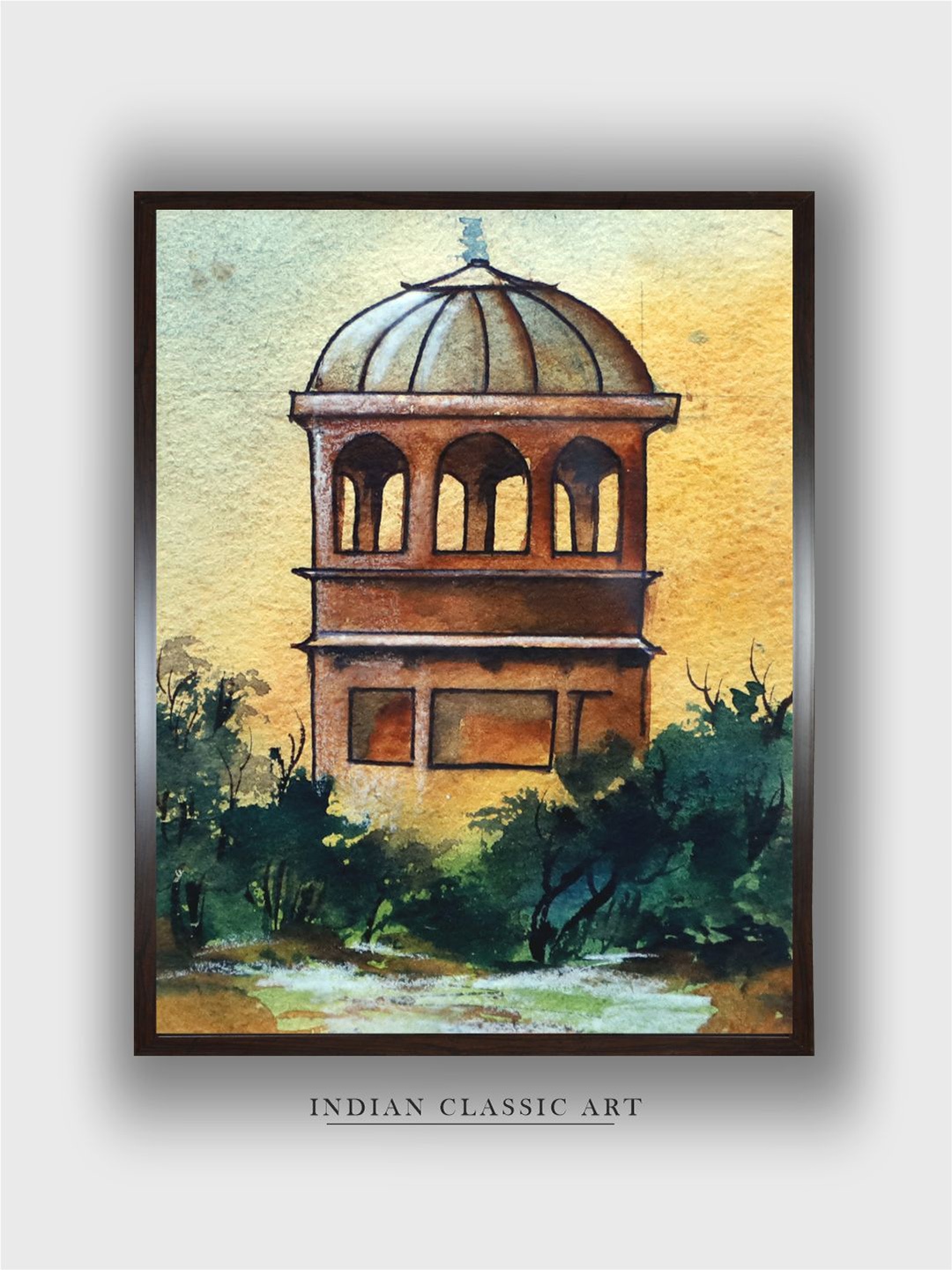 

INDIAN CLASSIC ART Brown & Green Framed Painting Wall Art