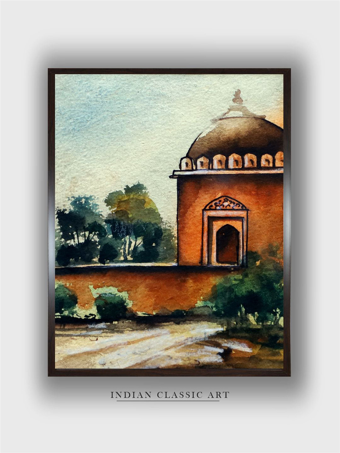 

INDIAN CLASSIC ART Brown & Green Framed Painting Wall Art
