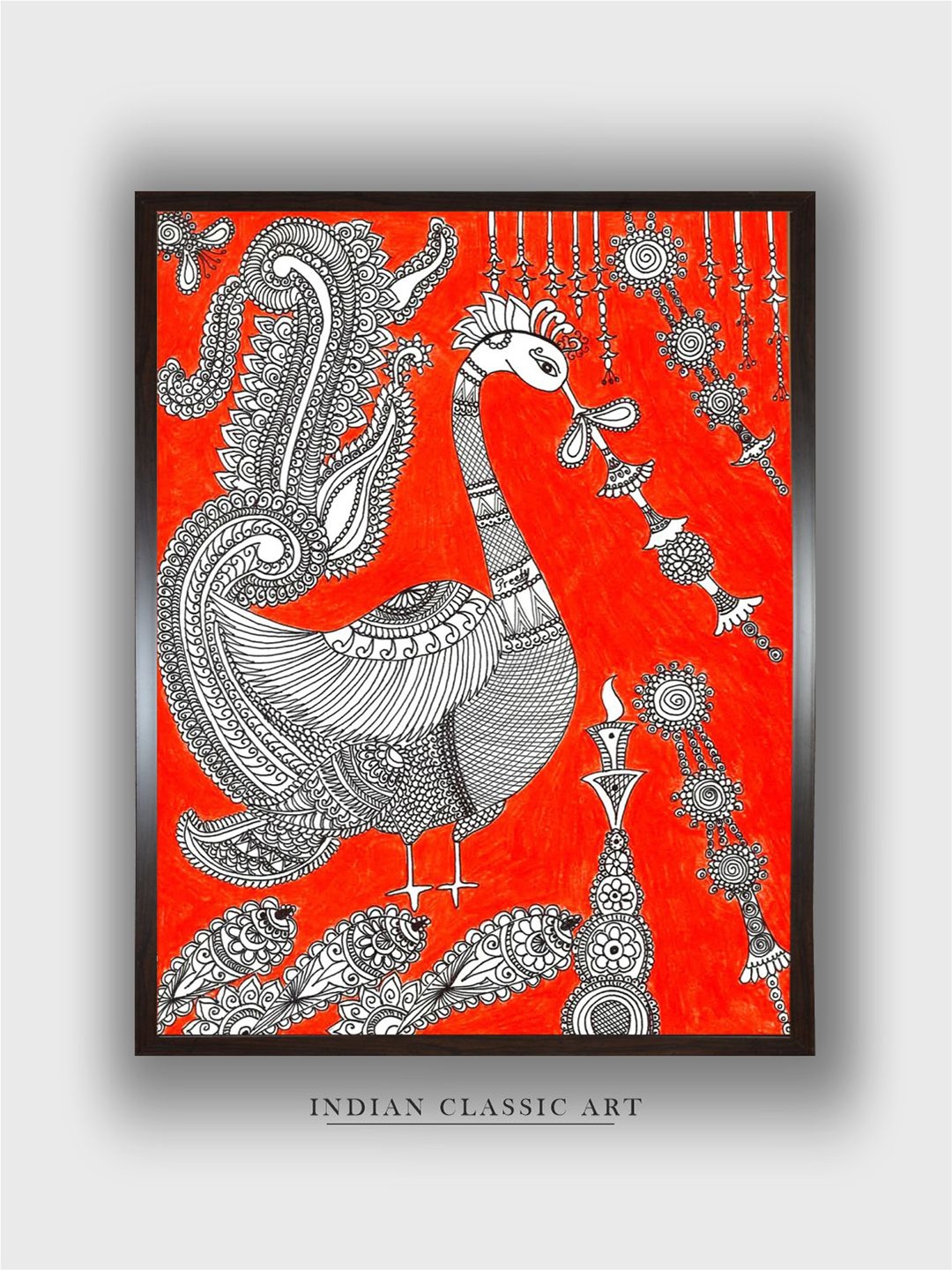 

INDIAN CLASSIC ART Red & White Kalamkari Painting Wall Art