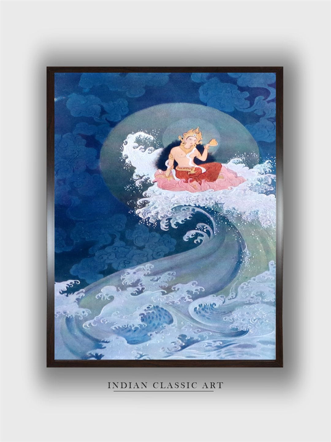 

INDIAN CLASSIC ART Blue & White Framed Painting Wall Art