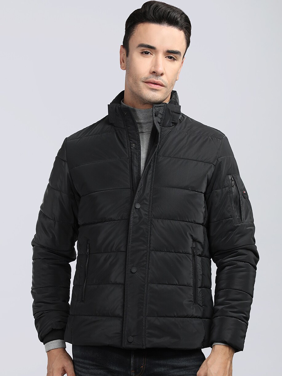 

LURE URBAN Mock Collar Puffer Jacket, Black