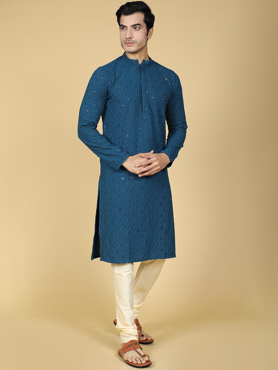 

Sultan The King Of Kurta Ethnic Motifs Chikankari Regular Cotton Kurta, Green