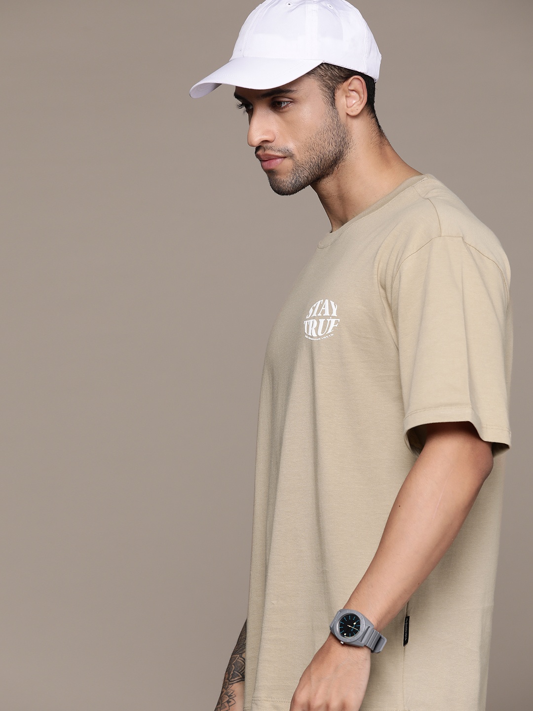 

The Roadster Lifestyle Co. Pure Cotton Oversized T-shirt, Beige