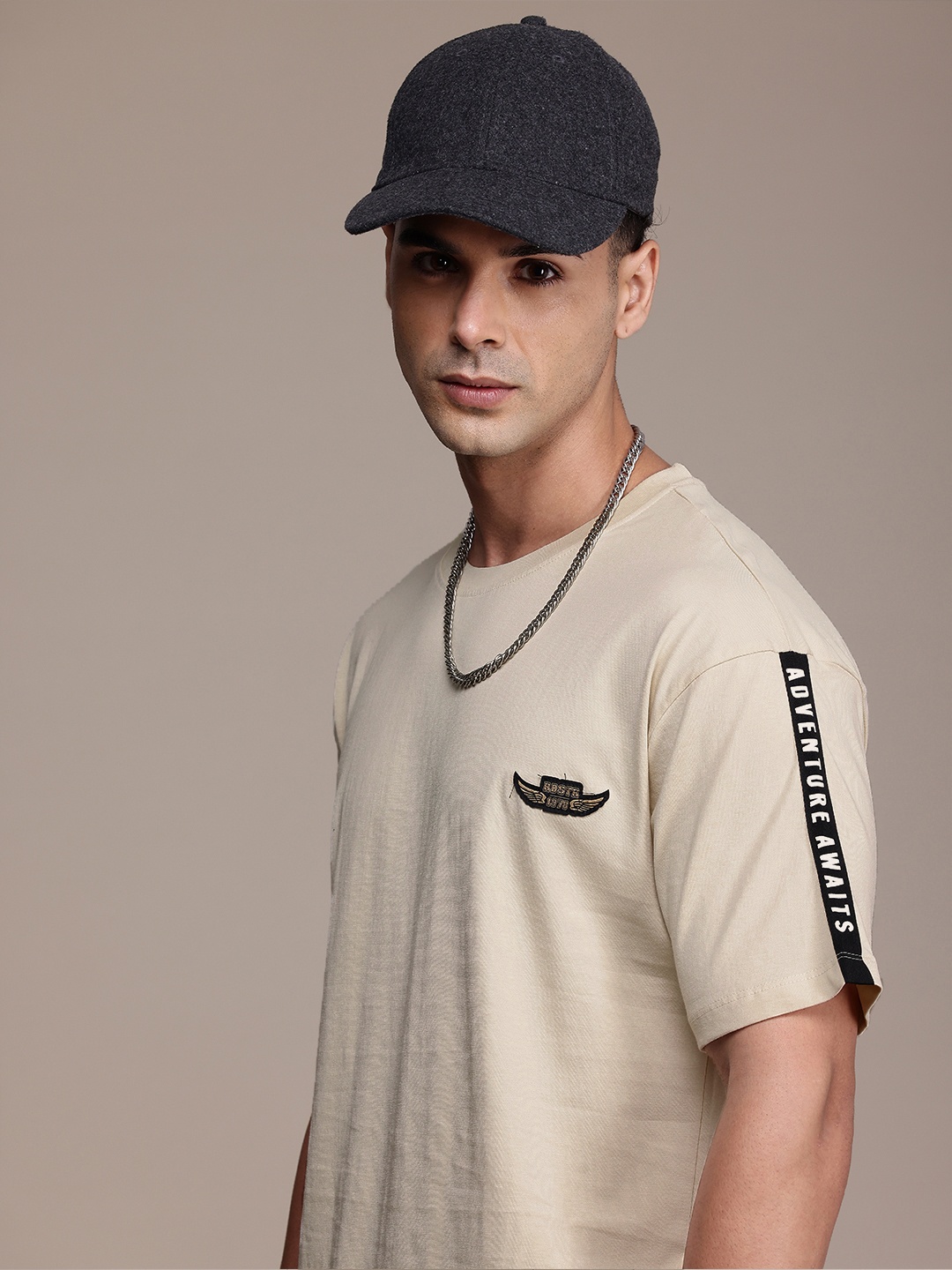 

The Roadster Life Co. Solid Pure Cotton T-shirt, Beige