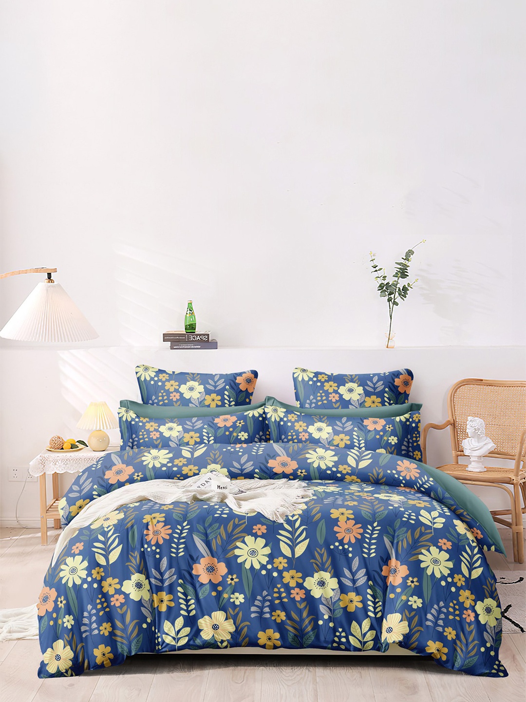 

Ariana Blue & Green Floral Super King Bedsheet with 2 Pillow Covers