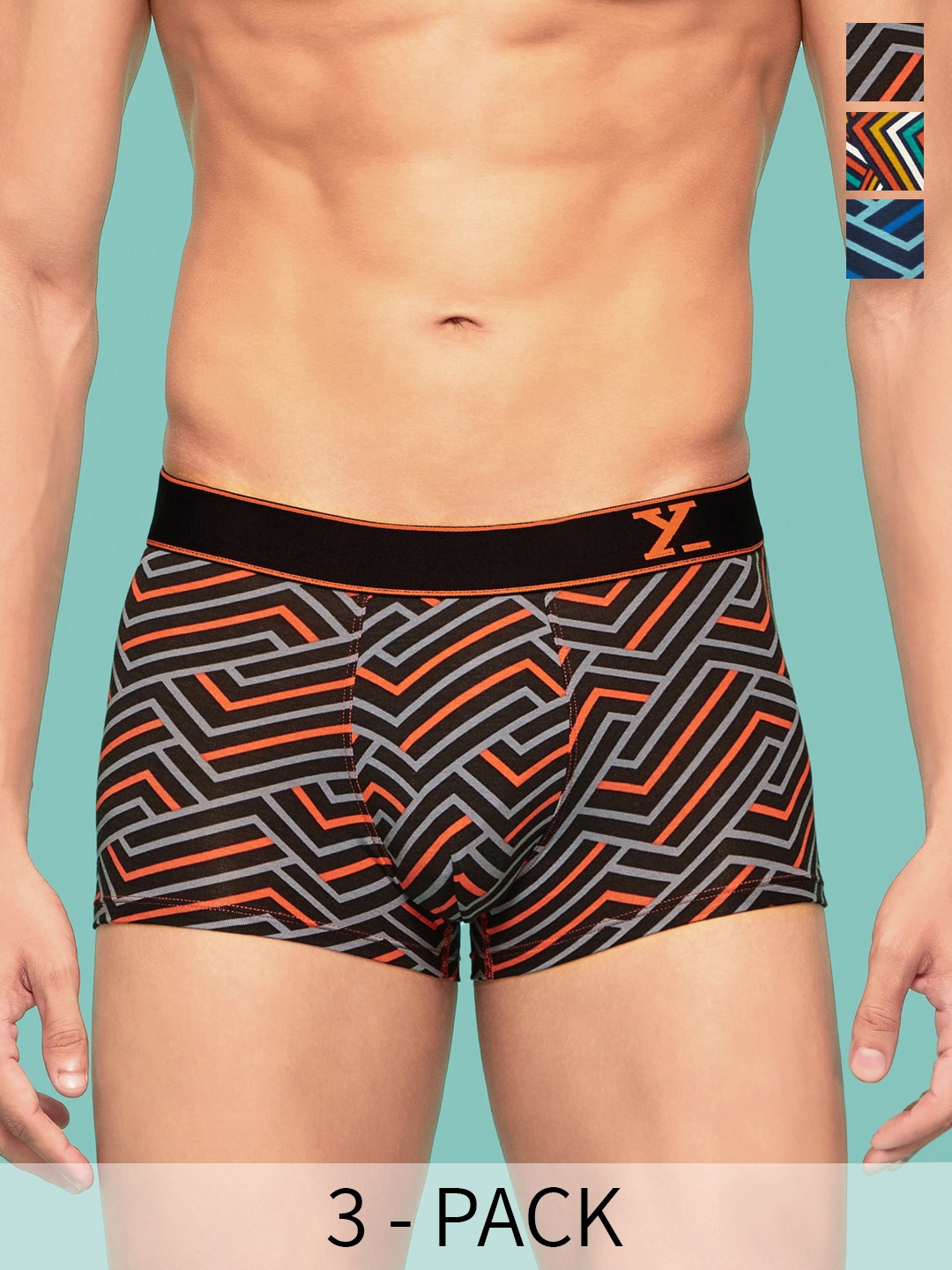 

XYXX Pack Of 3 Printed Breathable Cotton Trunks XYTRNK3PCKN1031, Blue