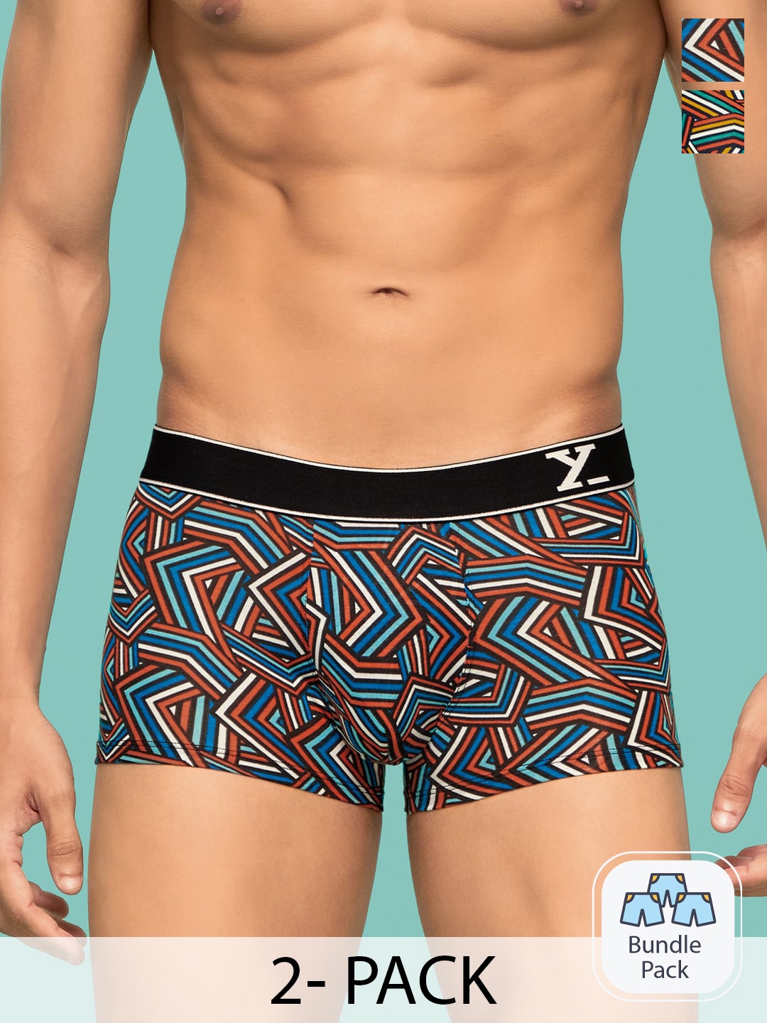 

XYXX Pack Of 2 Printed Breathable Cotton Trunks XYTRNK2PCKN756, Black