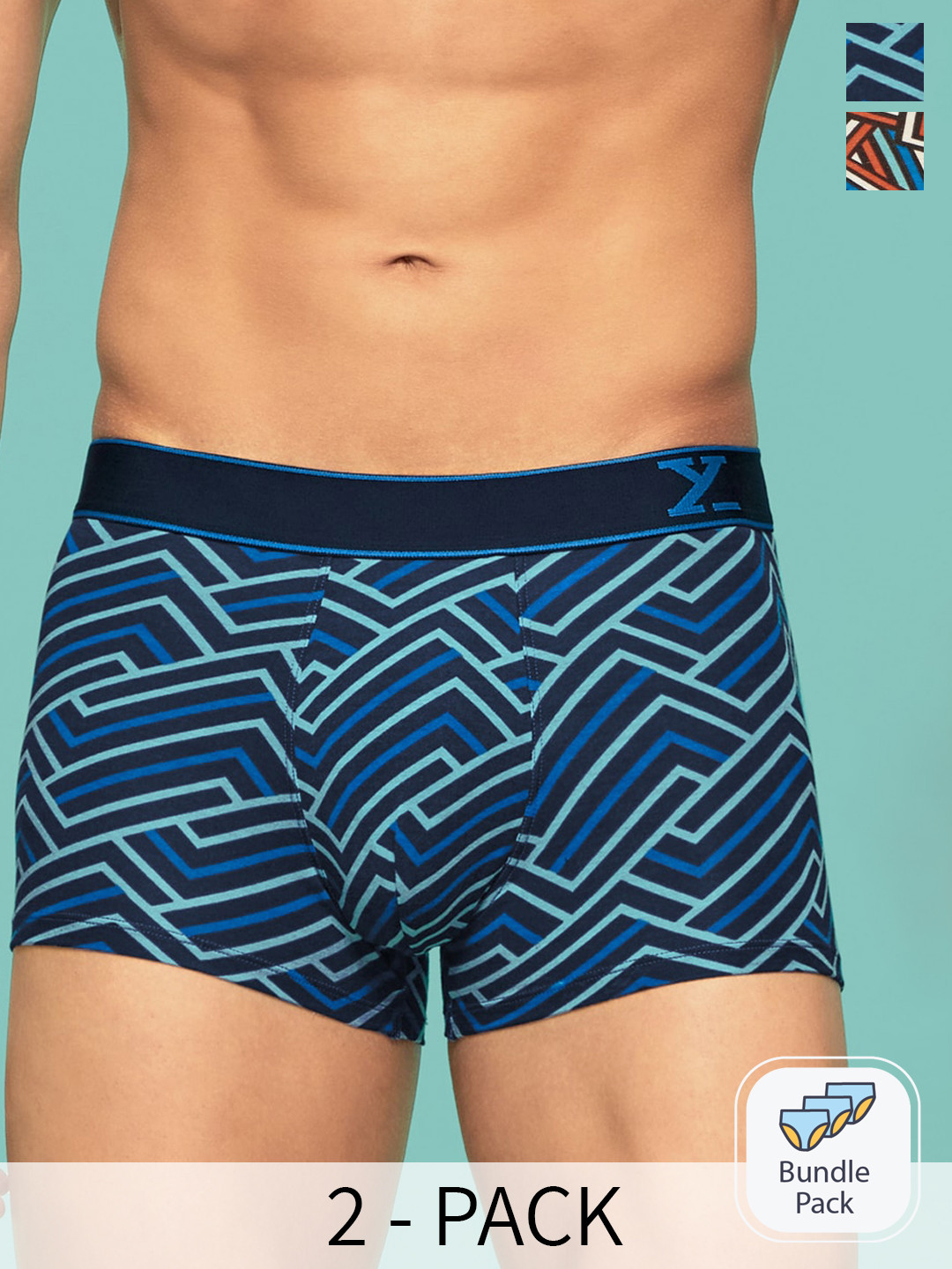 

XYXX Pack Of 2 Printed Breathable Cotton Trunks XYTRNK2PCKN753, Blue
