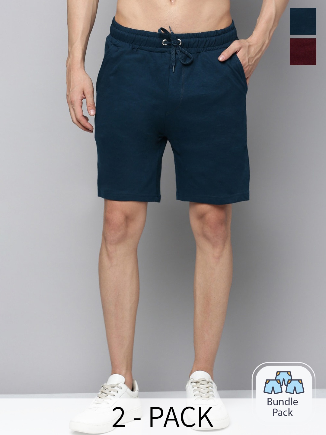

Urban Dog Men Pack Of 2 Mid-Rise Cotton Regular Shorts, Maroon