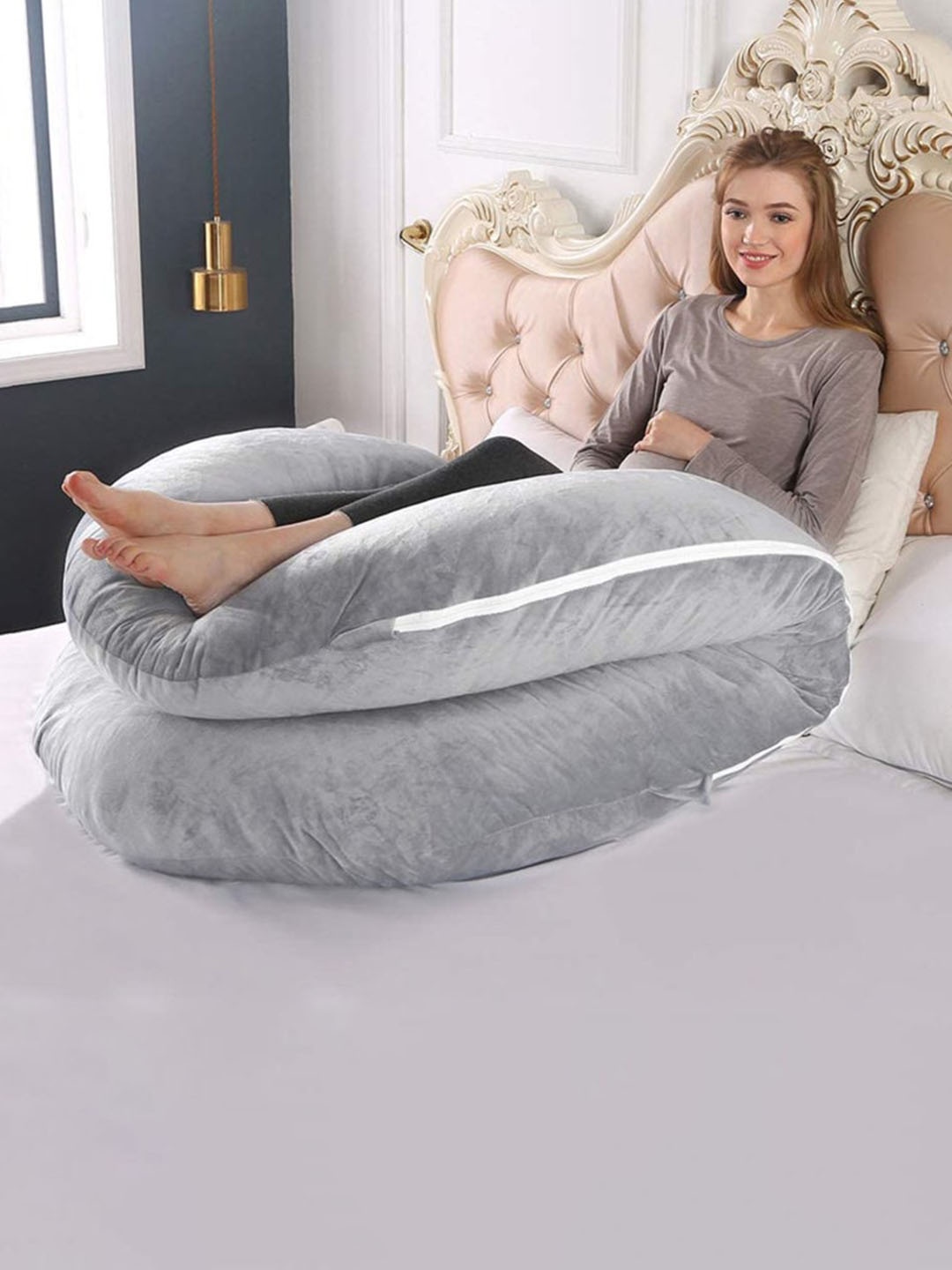 

PILLOW TREE Breathable C-shaped Pregnancy Pillow, Grey