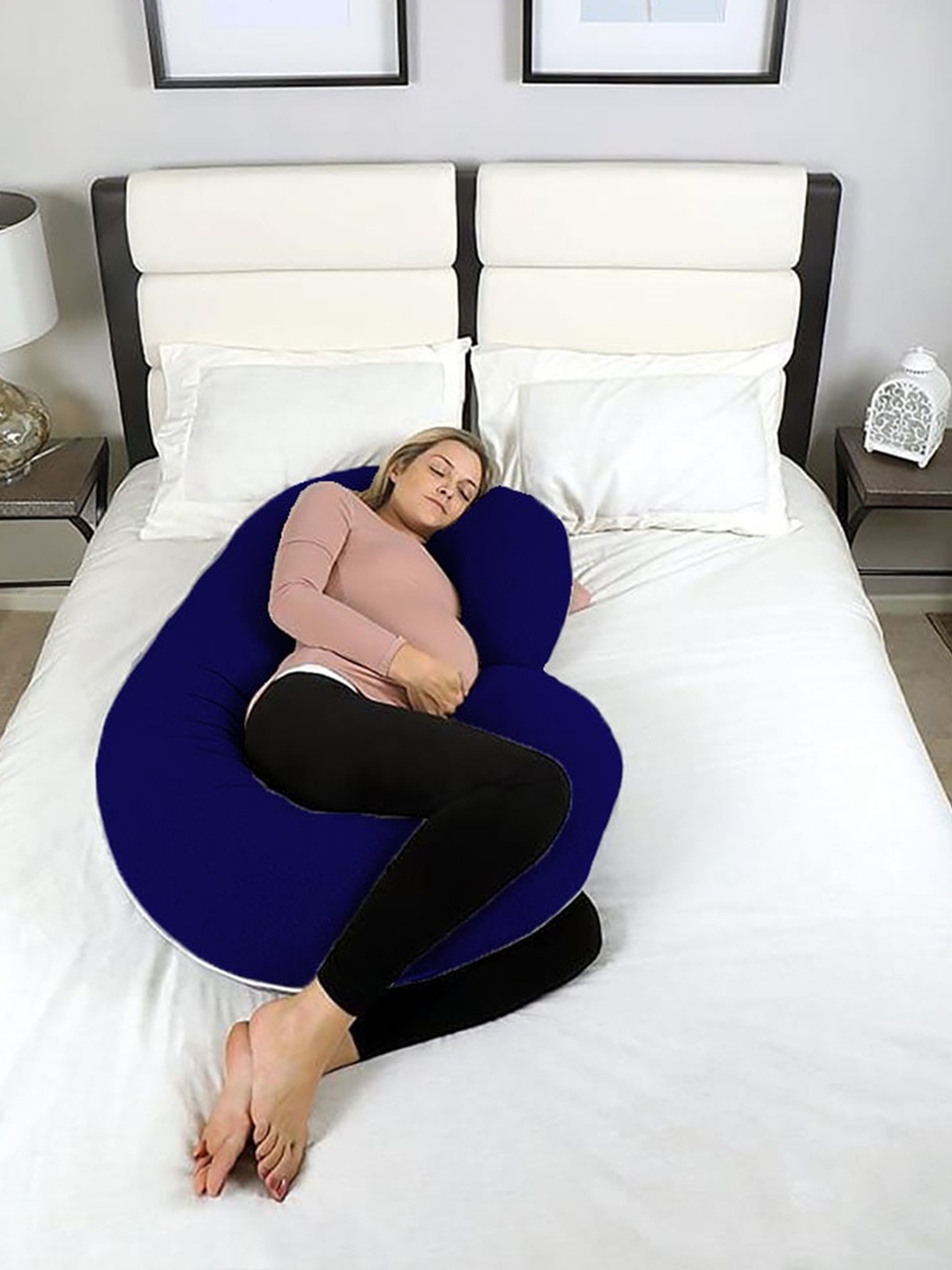 PILLOW TREE Navy Blue Breathable Pregnancy Pillow