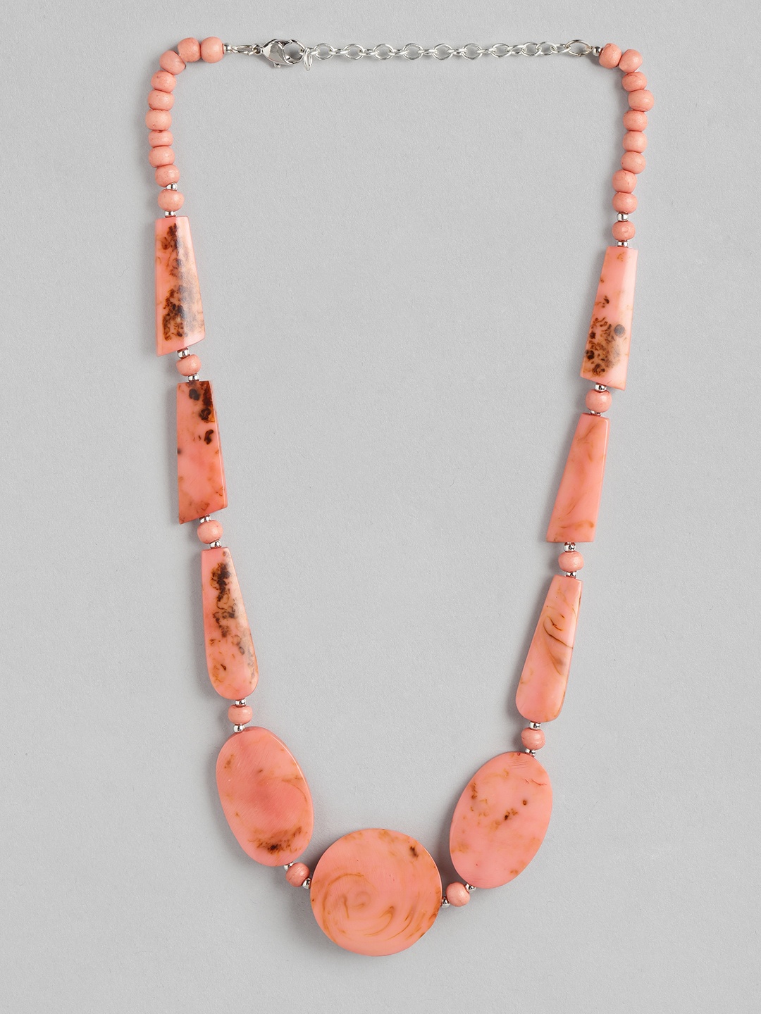 

RICHEERA Beads Studded Statement Necklace, Peach