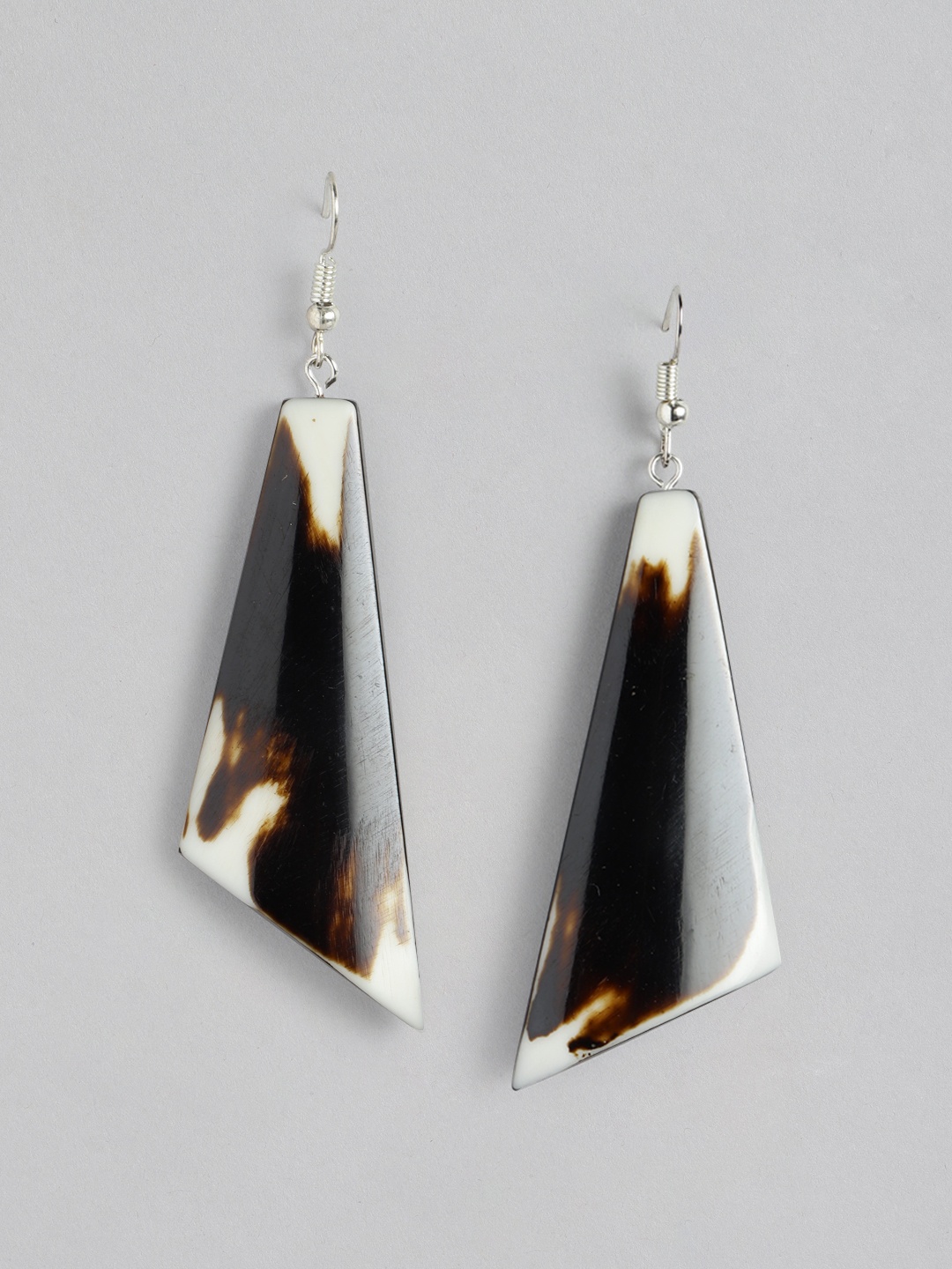 

RICHEERA Silver-Plated Teardrop Shaped Drop Earrings, Brown