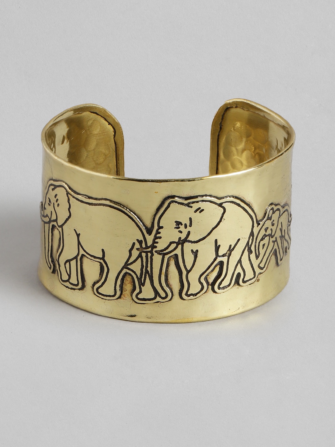 

RICHEERA Women Gold-Plated Elephants Embedded Cuff Bracelet