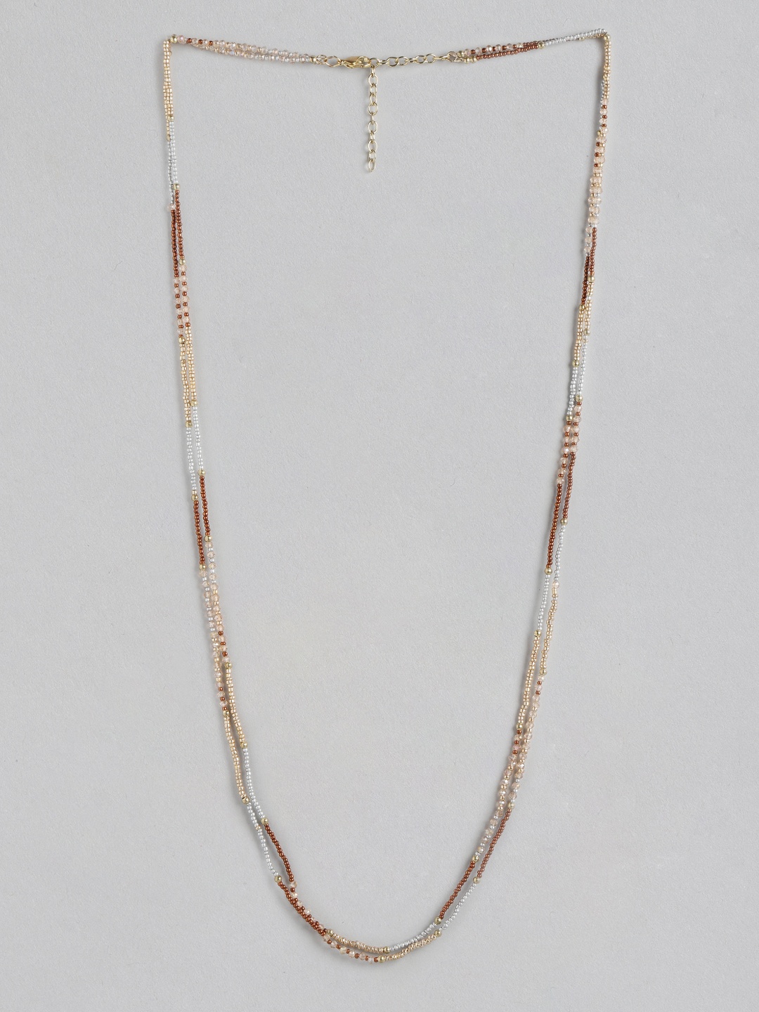 

RICHEERA Gold-Plated Beaded Double-Layered Necklace