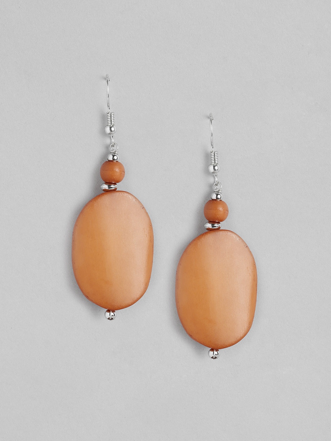 

RICHEERA Silver-Plated Teardrop Shaped Drop Earrings, Orange