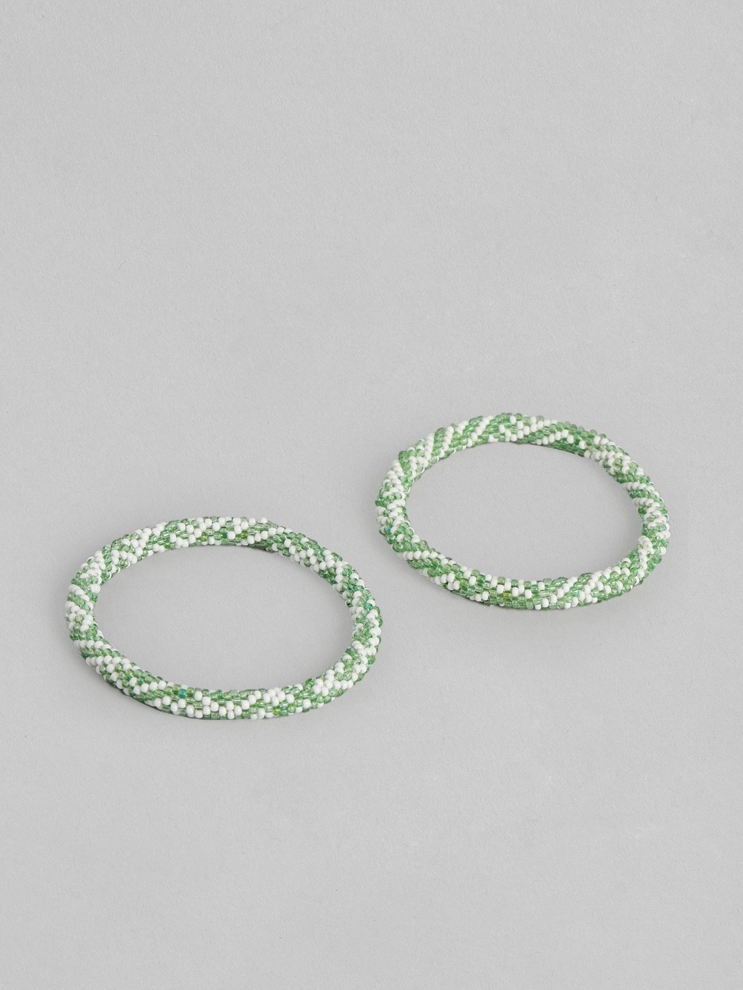 

RICHEERA Women Set of 2 Beaded Bangle-Style Bracelet, Green