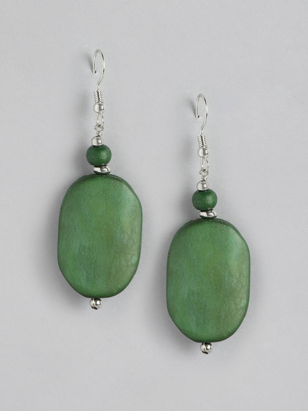 

RICHEERA Silver-Plated Teardrop Shaped Drop Earrings, Green