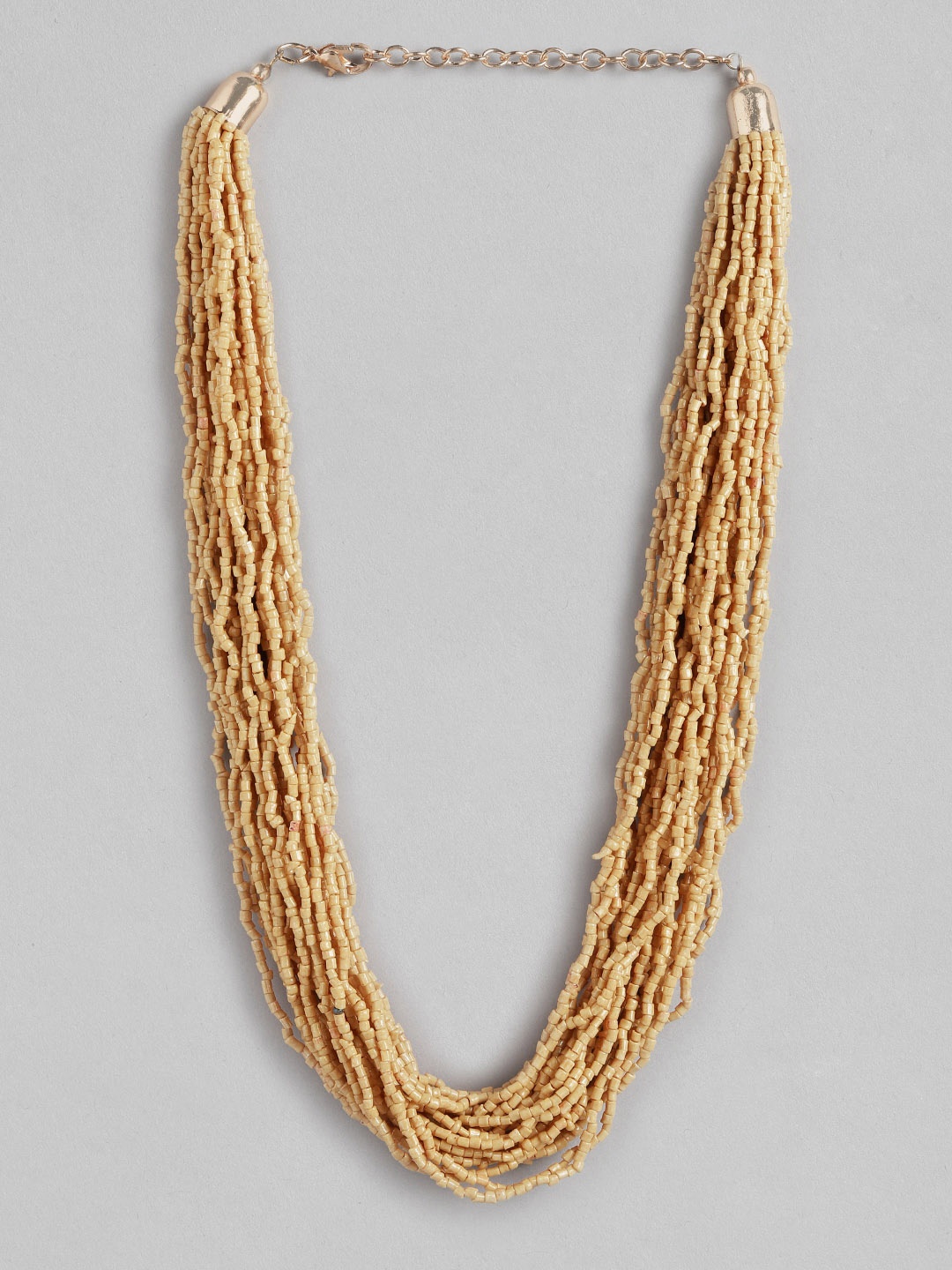 

RICHEERA Beaded Multi-Layered Statement Necklace, Beige