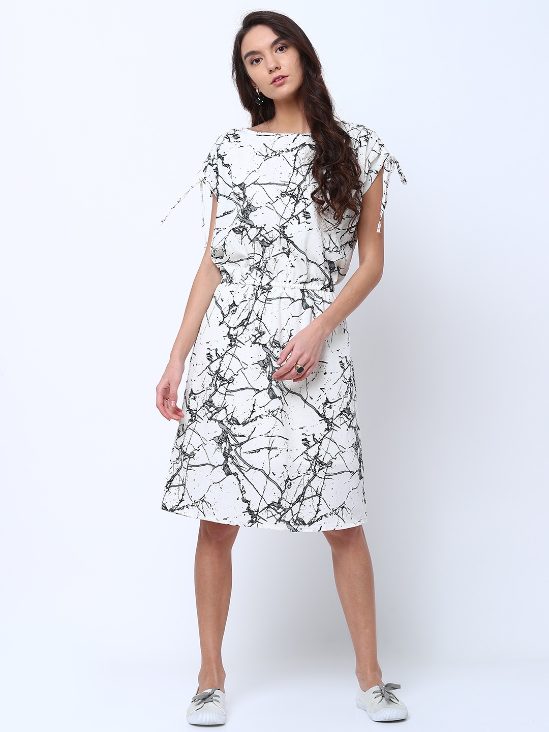 

Tokyo Talkies Women White Printed A-Line Dress