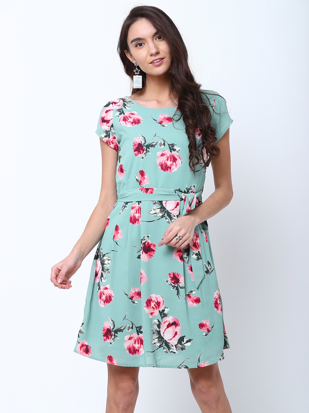

Tokyo Talkies Women Green Printed Shirt Dress
