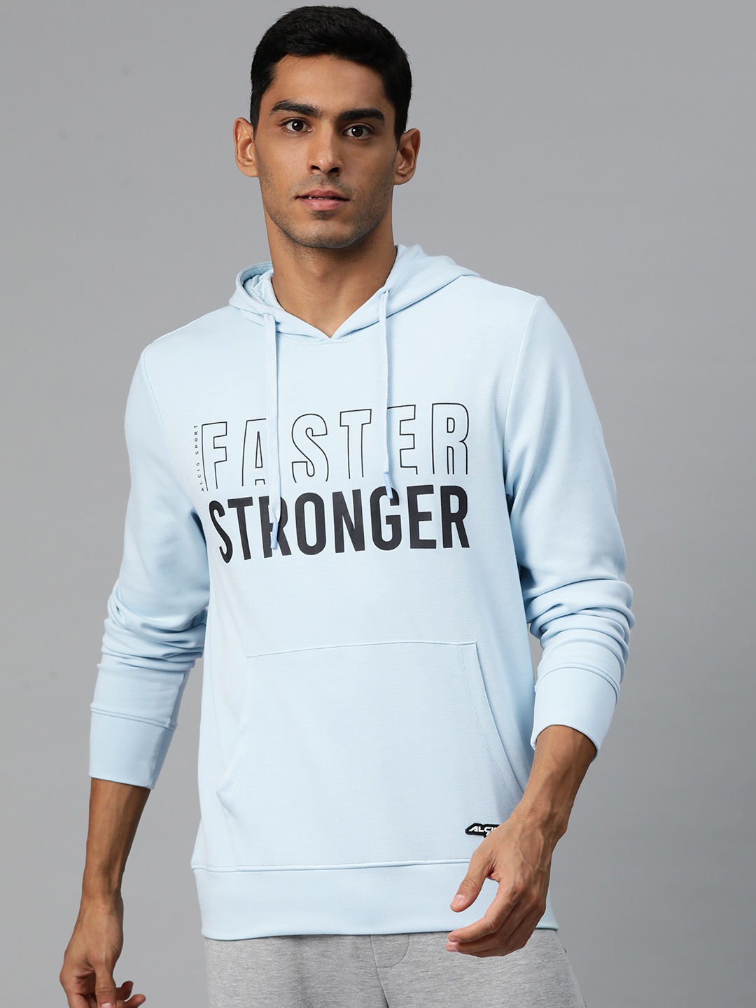 

Alcis Men Printed Hooded Sweatshirt, Turquoise blue