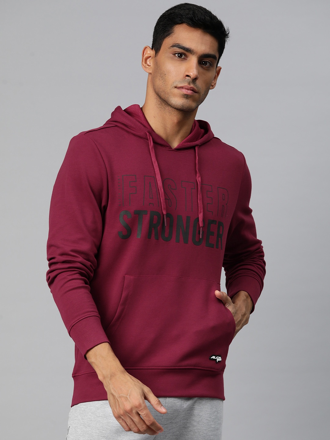 

Alcis Men Printed AeroFlex Hooded Sweatshirt, Maroon