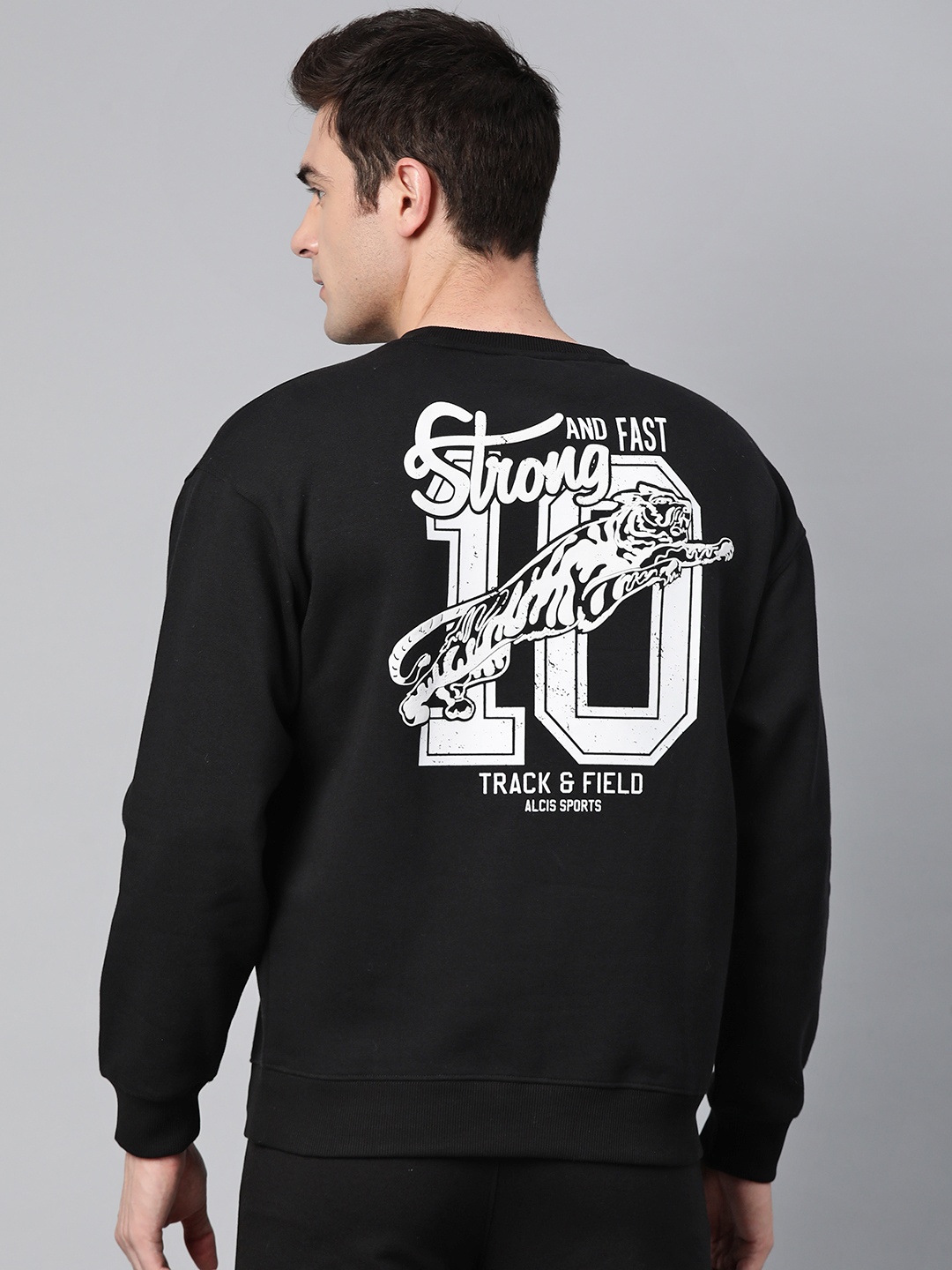 

Alcis Typography Printed Full Sleeves Pullover Sweatshirt, Black