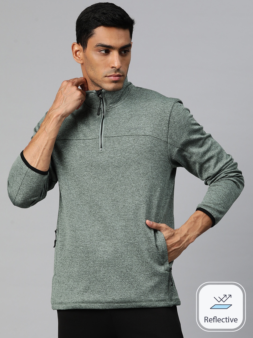 

Alcis Men Self Design Sweatshirt, Green