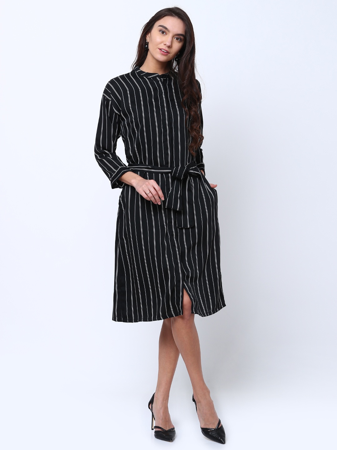 

Tokyo Talkies Women Black Printed A-Line Dress