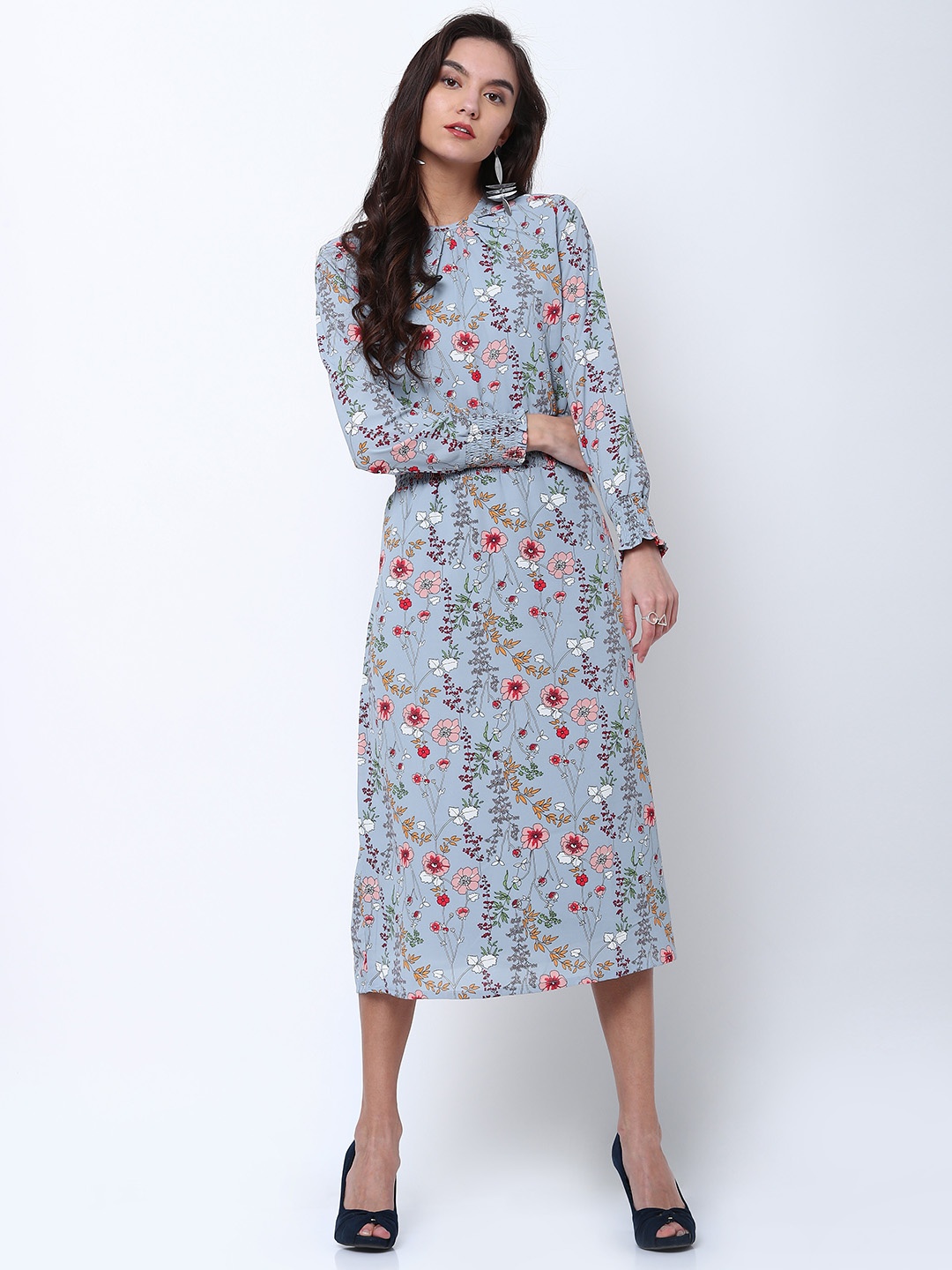 

Tokyo Talkies Women Blue Printed Blouson Dress