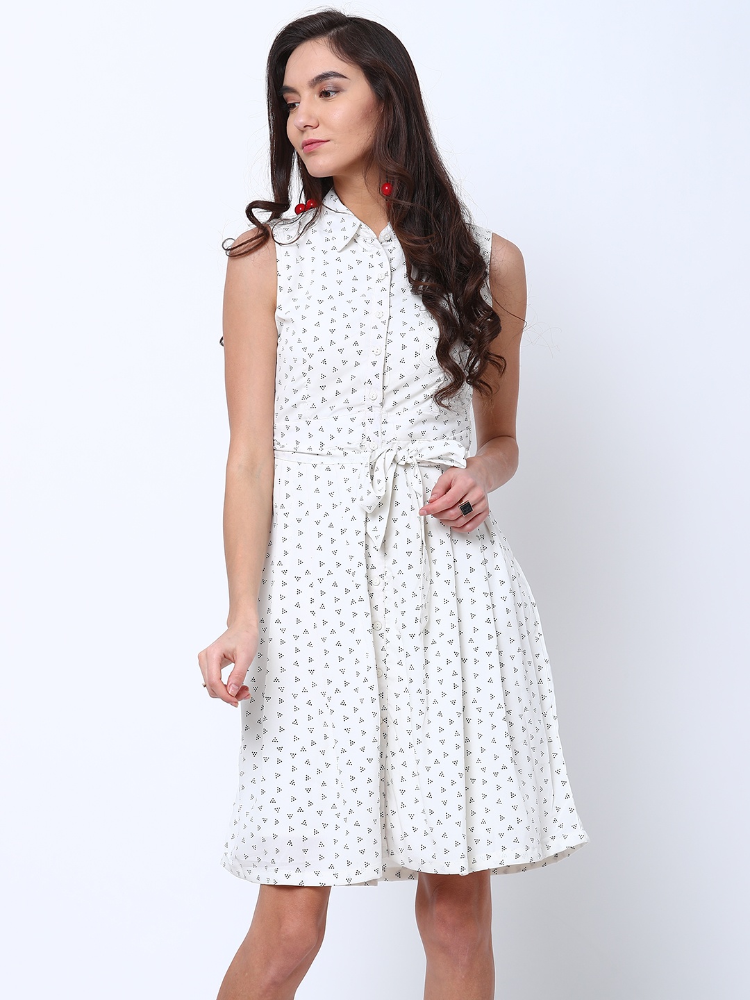 

Tokyo Talkies Women White Printed Fit and Flare Dress