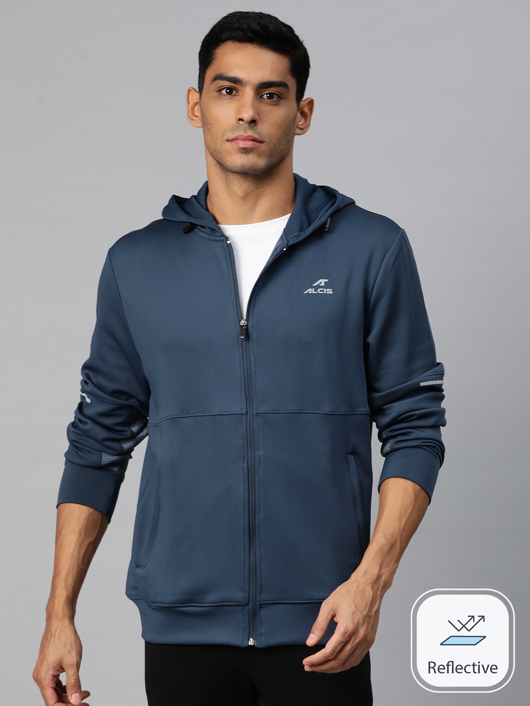 

Alcis Men Training or Gym Open Front Jacket, Blue