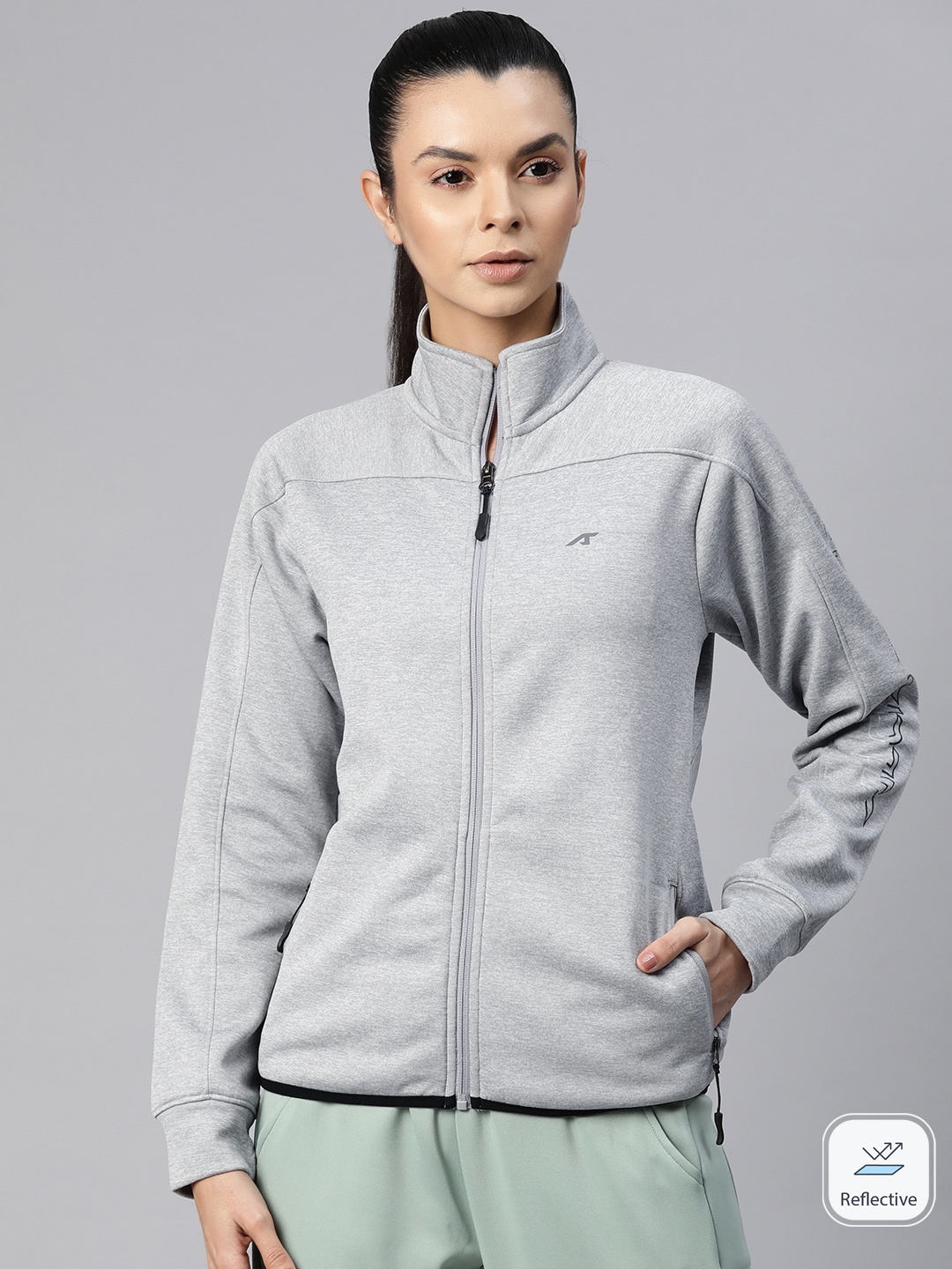 

Alcis Women Typography Printed Sporty Jacket, Grey