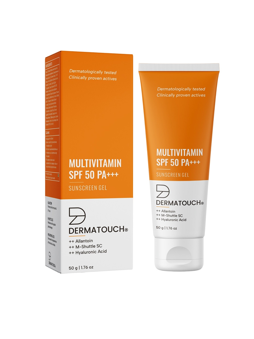 

Dermatouch Multivitamin SPF 50 PA+++ Sunscreen Gel with Allantoin & Hyaluronic Acid - 50g, Orange