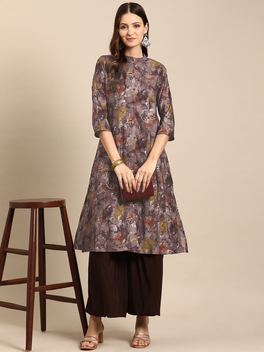 

Anouk Women Abstract Printed A-Line Kurta, Purple