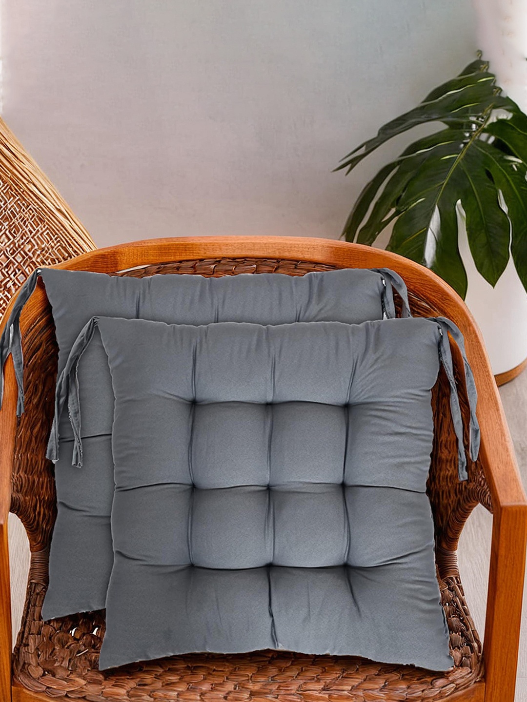 

Kuber Industries Grey 2 Pieces Microfiber Cotton Chair Pads