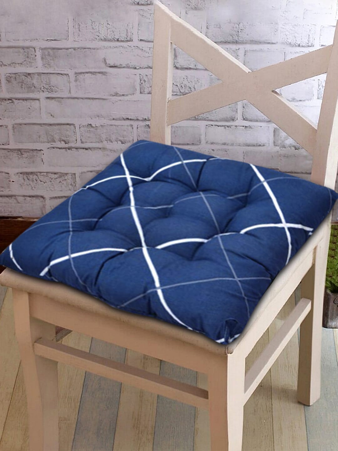 

Kuber Industries 2-Pcs Blue & White Printed Cotton Chair Pads