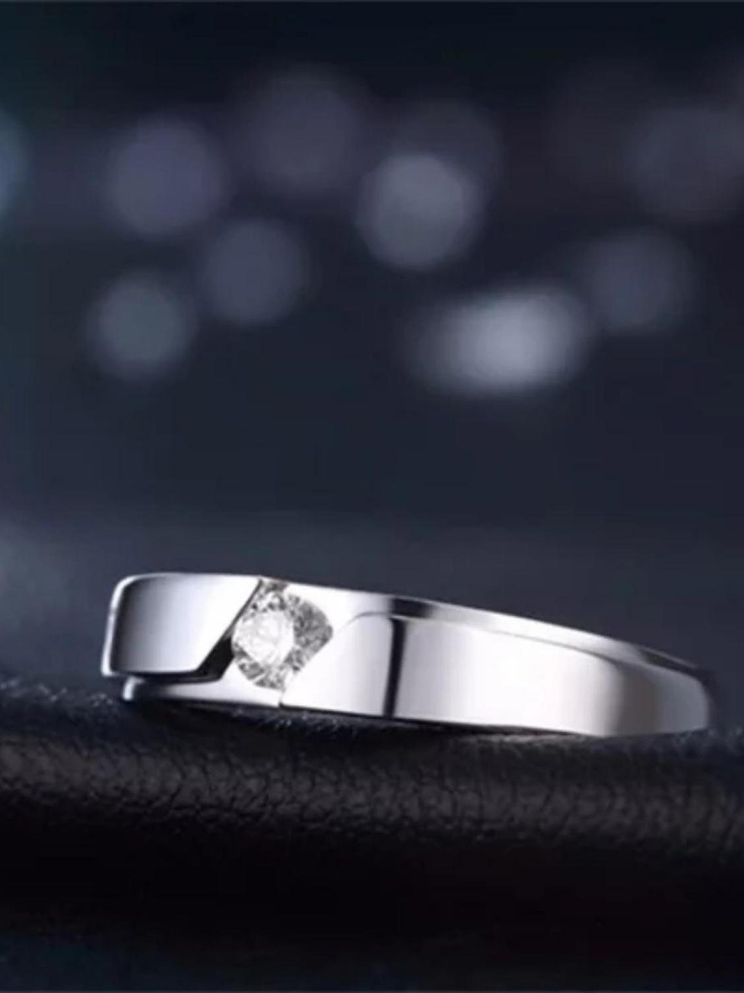 

MYKI Silver-Plated Stainless Steel CZ Studded Adjustable Ring