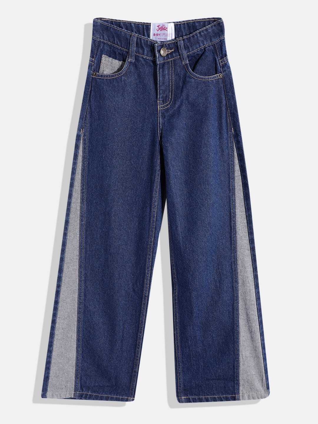 

JUSTICE Girls Flared Colourblocked Jeans, Navy blue