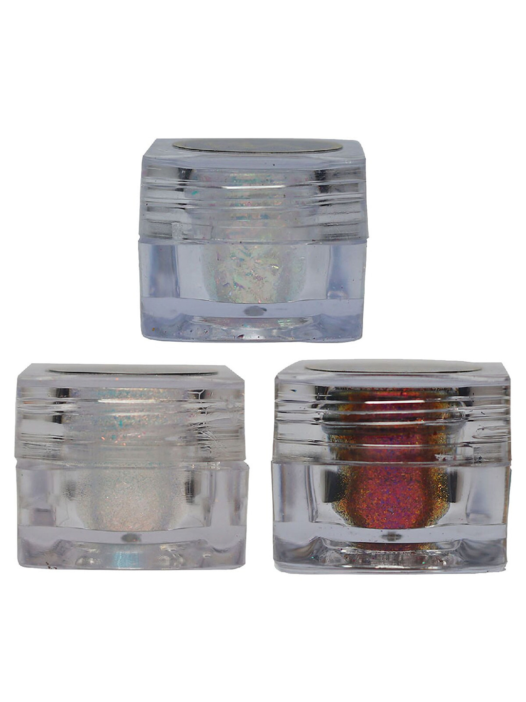 

Veoni BELLE Set of 3 Multichrome Glitter Eyeshadow 5g Each - Rose Gold-Wine-Sunlight, Silver