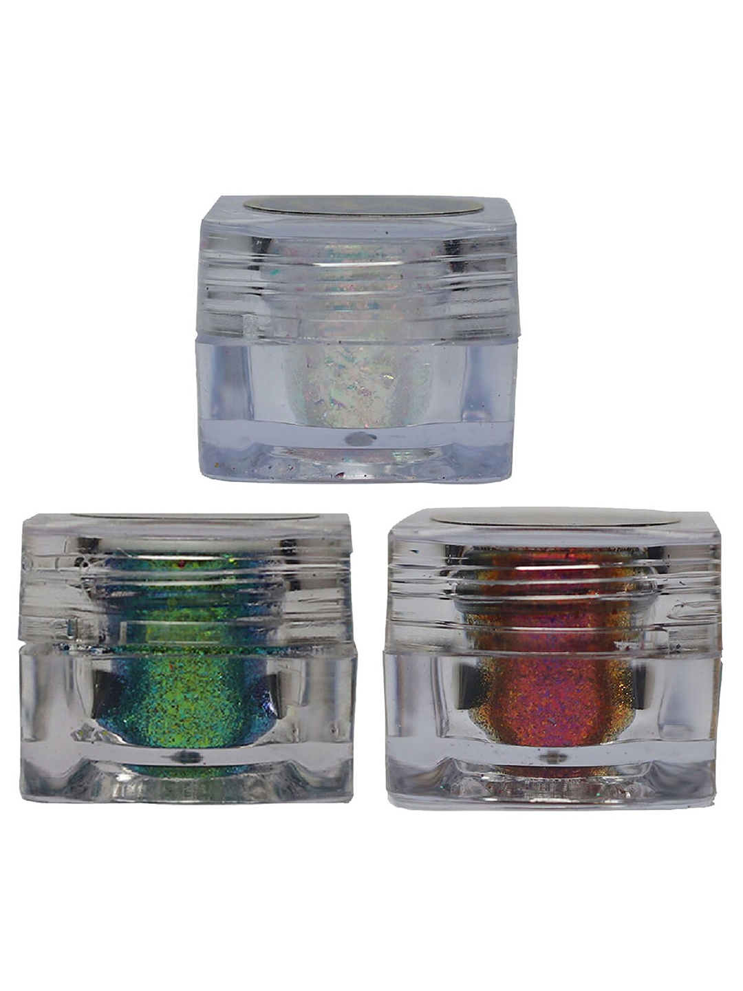 

Veoni BELLE Set of 3 Multichrome Glitter Flakes Eyeshadow 5g Each - Sunlight-Aqua-Wine, Silver