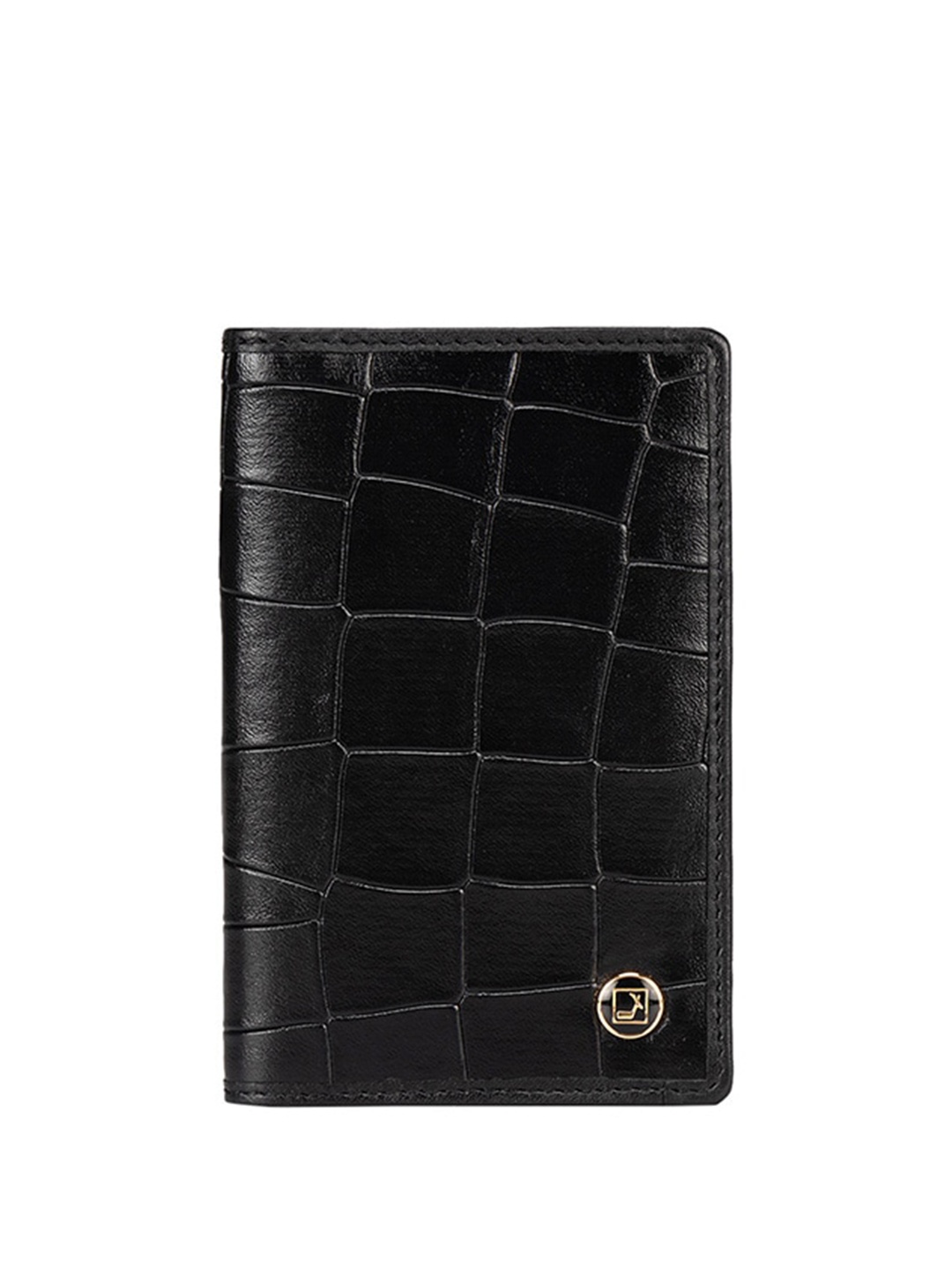 

Da Milano Men Textured Brand Logo Leather Card Holder, Black